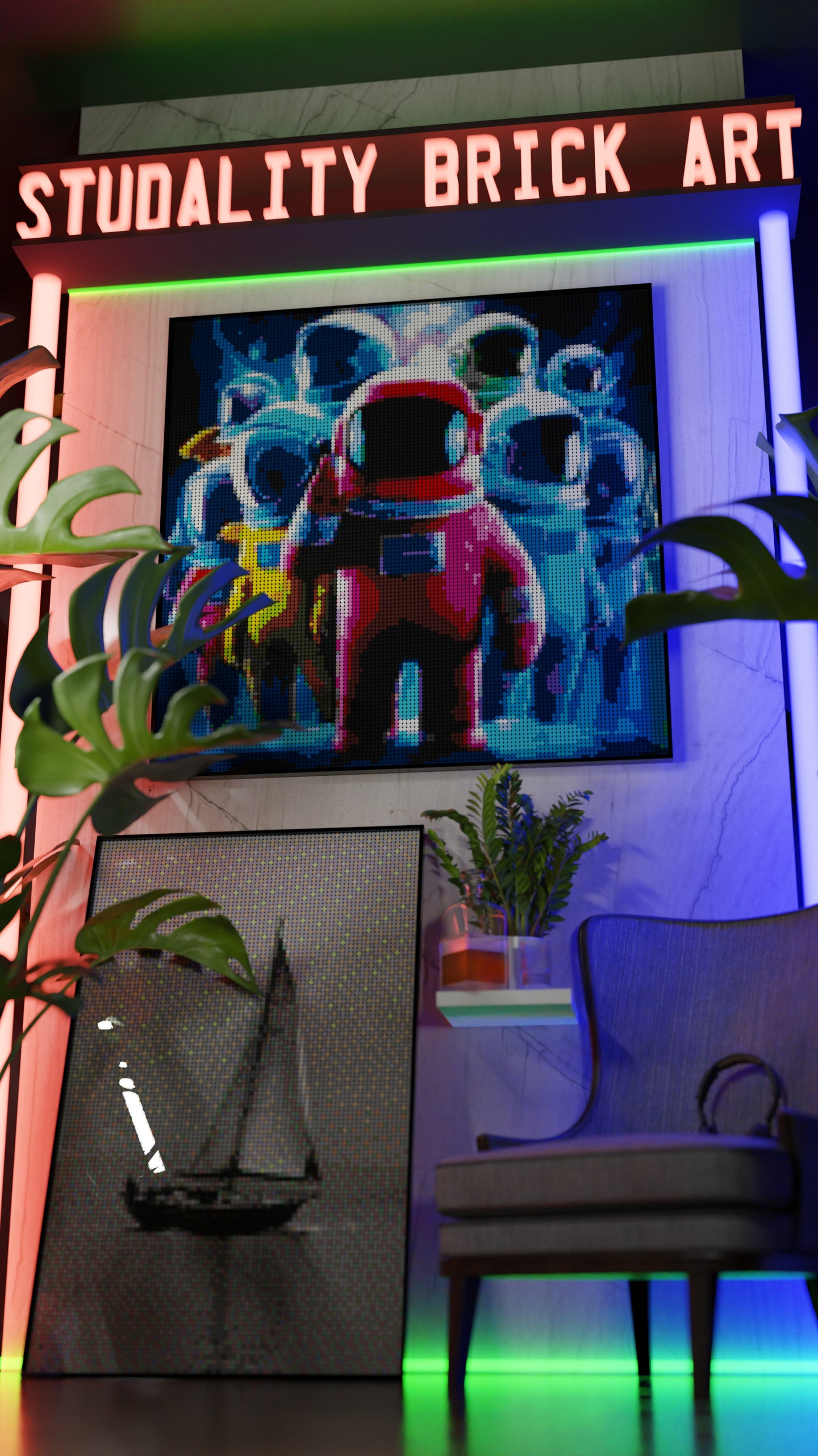 Amongst Friends LEGO® Style mosaic pixel art design for display